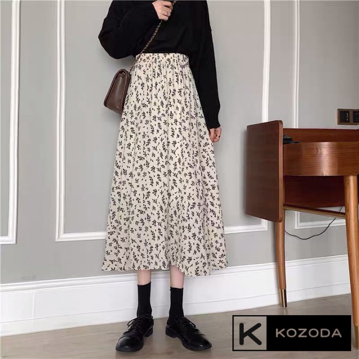 Chân váy voan hoa nhí 2 lớp tầng ulzzang siêu xinh Quảng Châu nhiều màu vintage Kozoda Cv28 | BigBuy360 - bigbuy360.vn