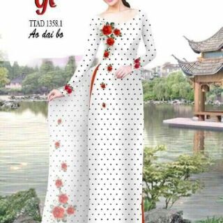 Vải áo dài chấm bi