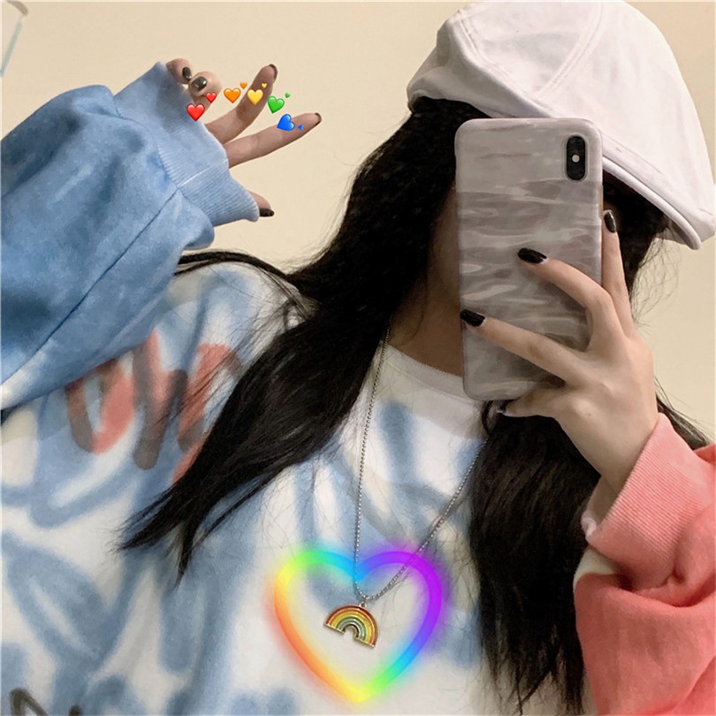 [Spot] Miễn Phí Vận Chuyển Ảnh Chụp Thật Vòng Cổ Trang Sức Nhảy Múa Màu Cầu Vồng Phong Cách Harajuku Retro 12995