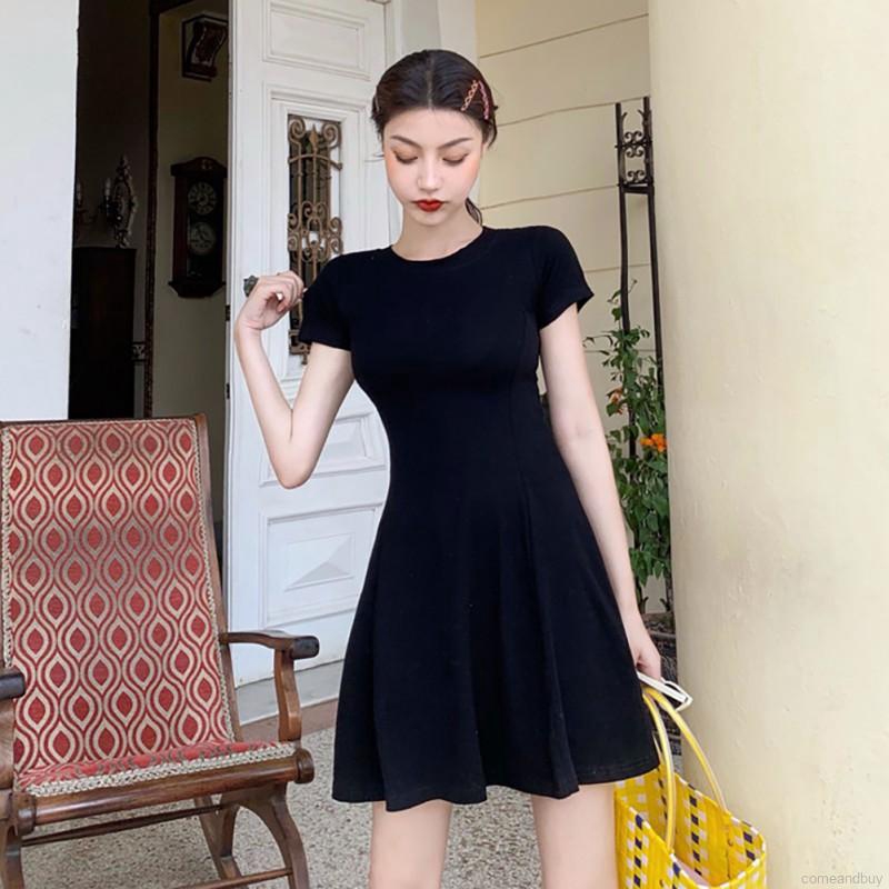 Đầm Tay Ngắn Cổ Tròn Thiết Kế Đơn Giản Hợp Thời Trang | BigBuy360 - bigbuy360.vn