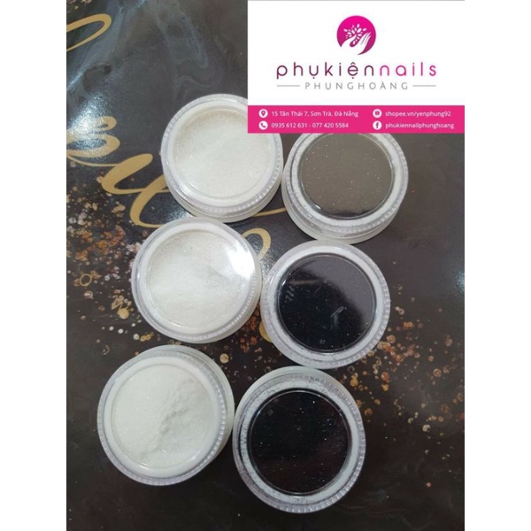 Nhũ cát rắc đen trắng - set 6 hũ