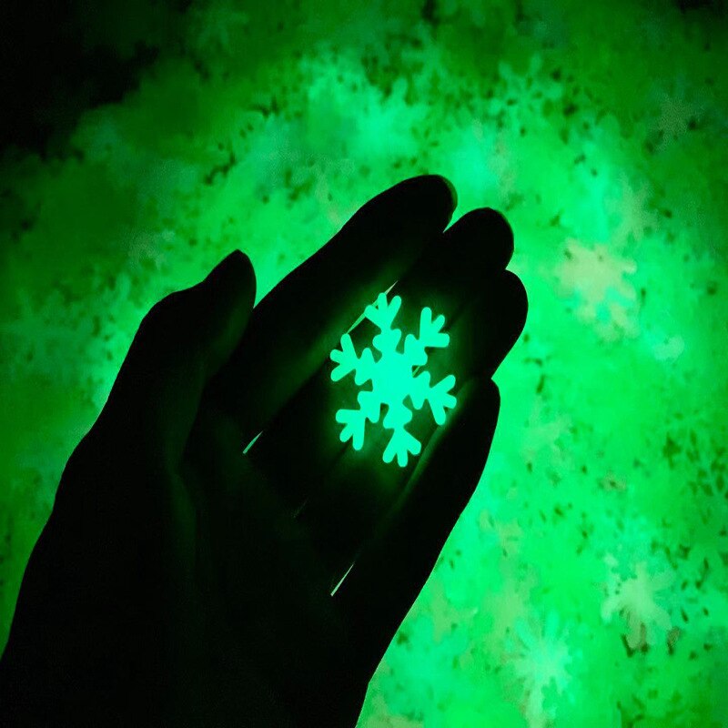 50pcs Luminous Snowflakes Wall Sticker Winter Frozen Party DIY Ornaments Christmas Decorations for Home Navidad Fake Snow Decor