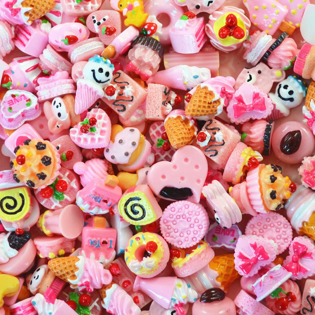 Charm Set 100 bánh ngọt nhiều màu Slime
