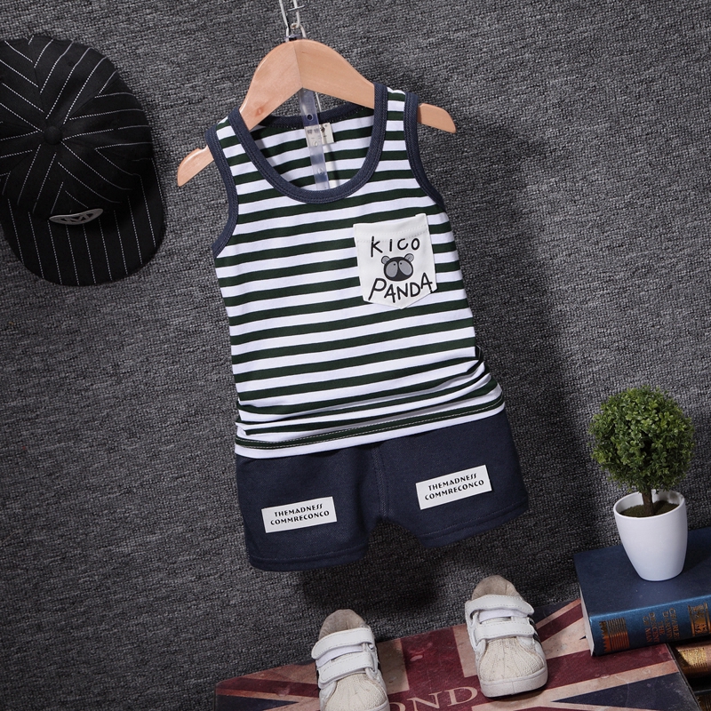 Suits 0-5 years old Summer cool model slim boy striped vest with one-piece suit handsome shorts