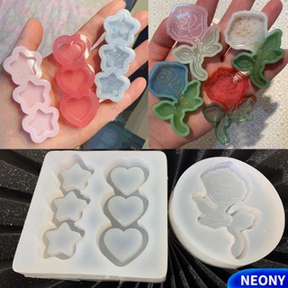 NEONY Home Decoration Resin Mold Pendant|Drop Glue Silicone Molds Heart Star Jewelry Accessories Epoxy Silica Gel Handmade Rose Flower