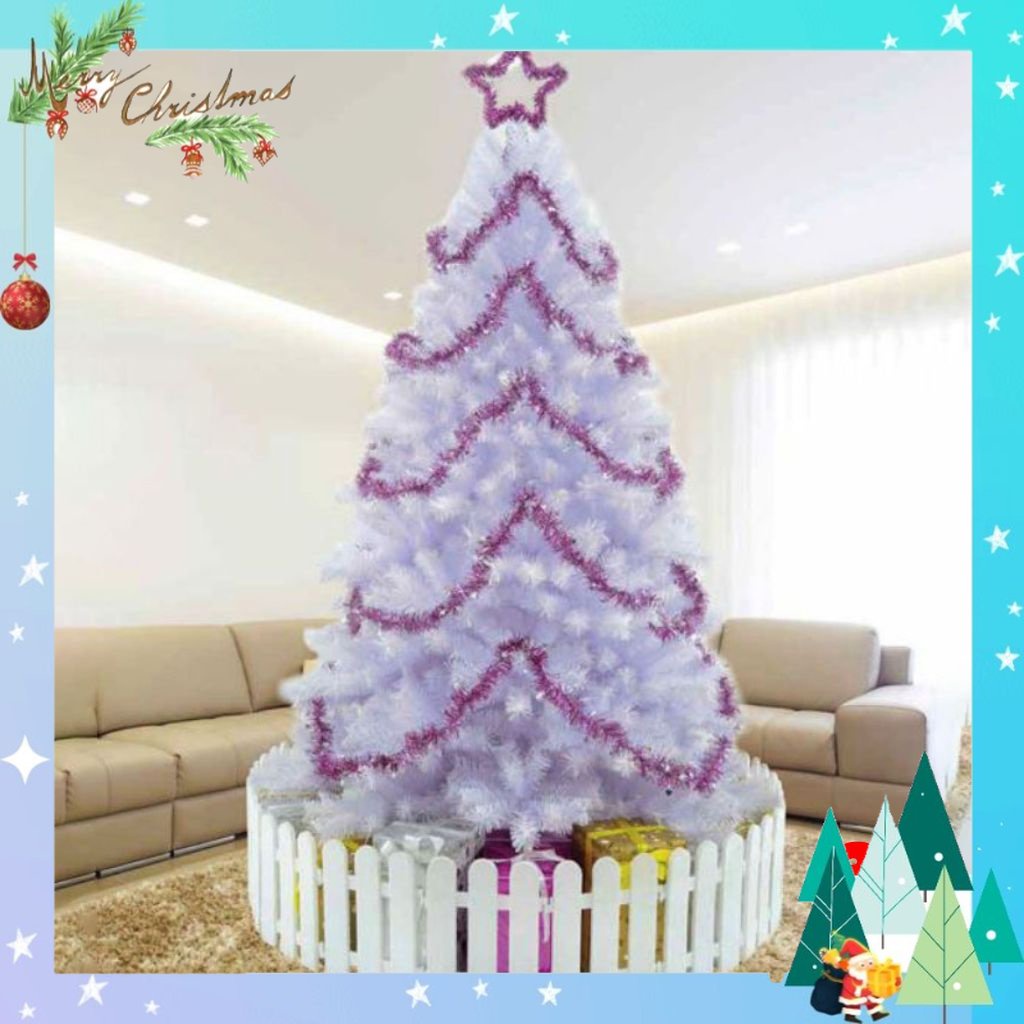 Cây thông noel 3m màu trắng trong - cây thông noel A7 tặng ngôi sao đỉnh và dây kim tuyến trang trí giáng sinh