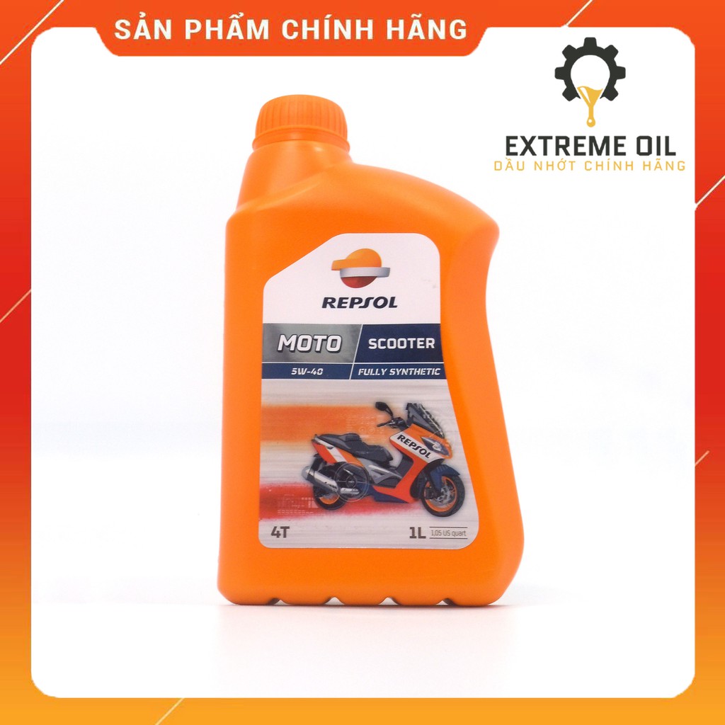 Nhớt xe tay ga Repsol Moto Scooter 4T 5W40 Fully Synthetic 1 Lit, dầu nhớt xe máy eXtreme Oil