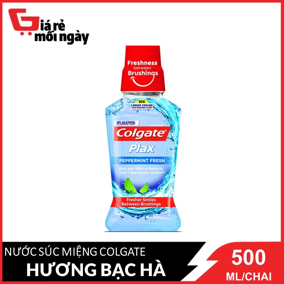 Nước xúc miệng Colgate Plax Bạc hà peppermint (Xanh dương) 500ml