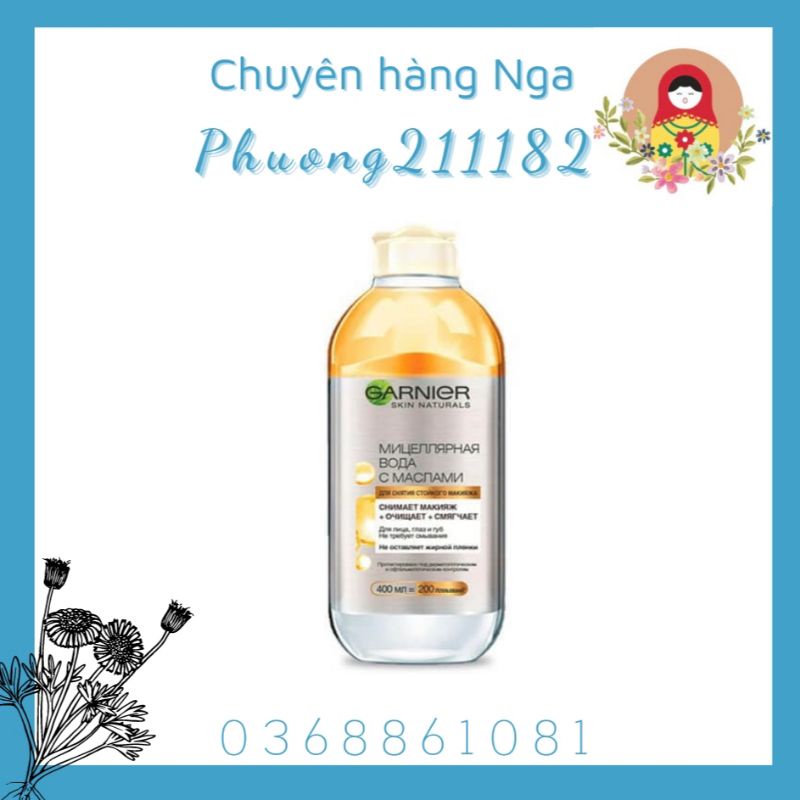 Nước tẩy trang Garnier micella oil 400ml của Nga
