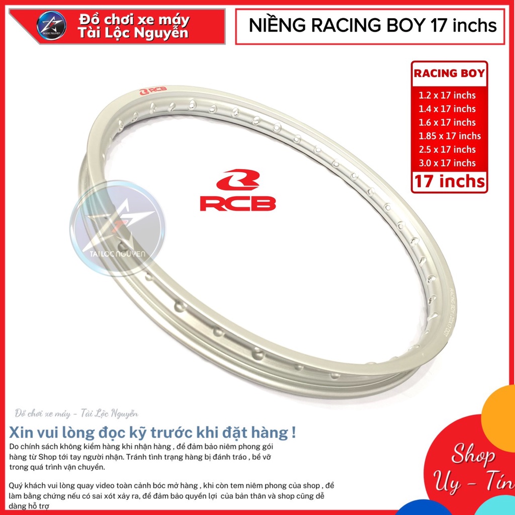 NIỀNG RACINGBOY CHÍNH HÃNG 1.2 ĐEN/BẠC (GIÁ 1 CÁI)