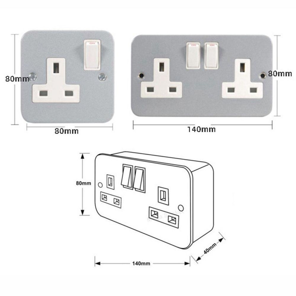 Ổ Cắm NICKOLAS Có Công Tắc Đèn Hình Vuông Đa Năng Tiêu Chuẩn Anh Cho TV PC