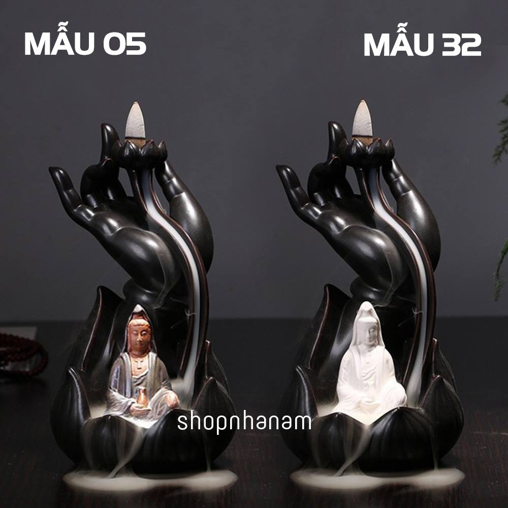 [Bán sỉ] Thác khói trầm hương phật tổ như lai quan âm liên hoa quan âm bạch y tọa thiền hoa sen tặng 3 nụ trầm | BigBuy360 - bigbuy360.vn