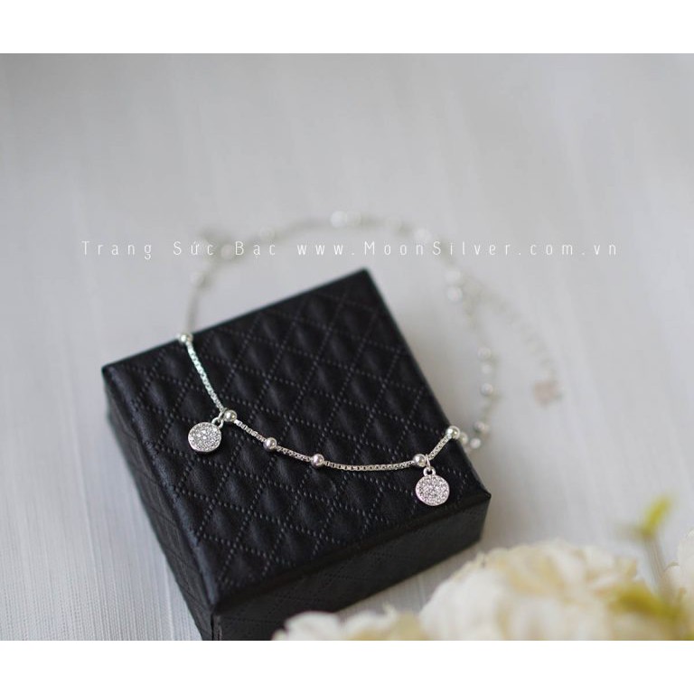 Lắc chân bạc nữ họa tiết tròn đá chìm | BigBuy360 - bigbuy360.vn