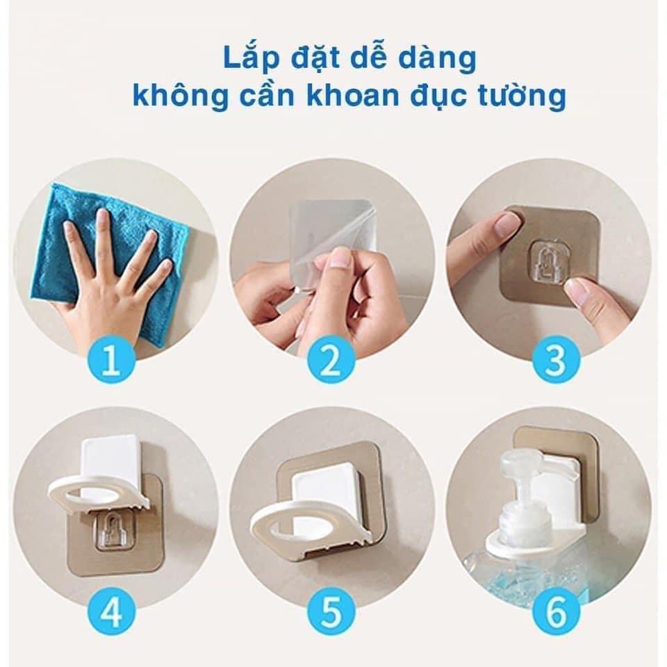 Combo 05 móc treo dầu gội sữa tắm  móc treo cổ chai nước rửa tay có miếng dán tường chịu lực