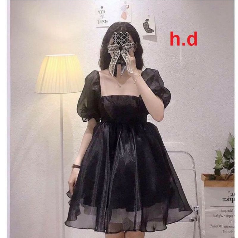 Váy Babydoll tơ von tay phồng Nơ Lưng phong cách tiểu thưĐầm nữ dáng xòe Vintage maxi Hàn Quốc sang chảnh 2 lớp rẻ nhất
