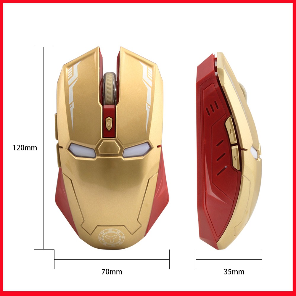 Chuột không dây Iron Man có thể điều chỉnh DPI USB 2.4GHz 6 nút Máy tính quang học Im lặng chơi game