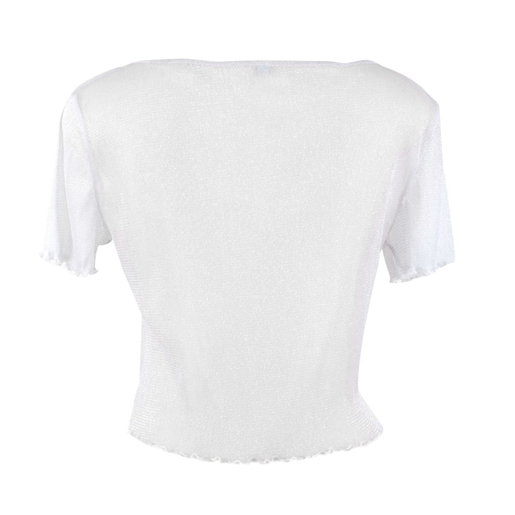 Áo Crotop trong suốt tay ngắn cổ tròn 2 màu trắn/đen | BigBuy360 - bigbuy360.vn