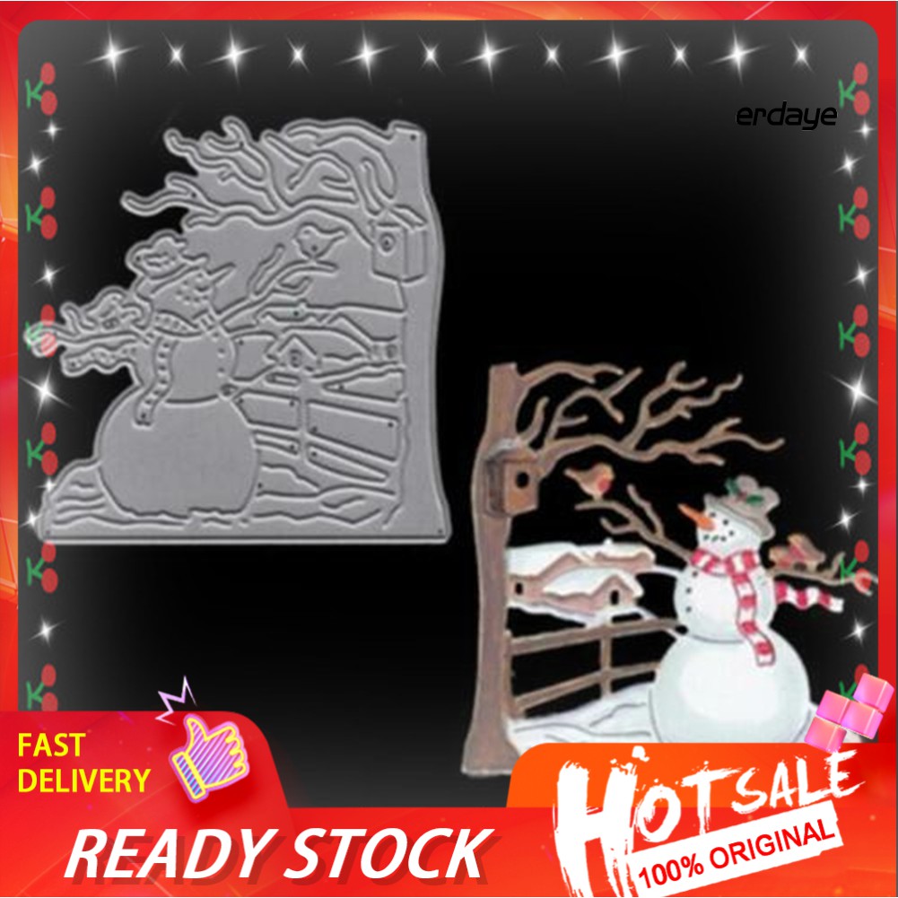 Khuôn Cắt Giấy Làm Từ Kim Loại Hình Người Tuyết Trang Trí Scrapbook