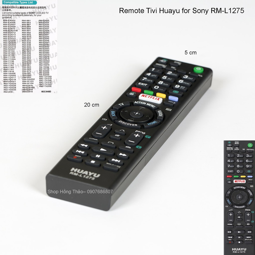 Remote Tivi Sony Huayu RM L1275