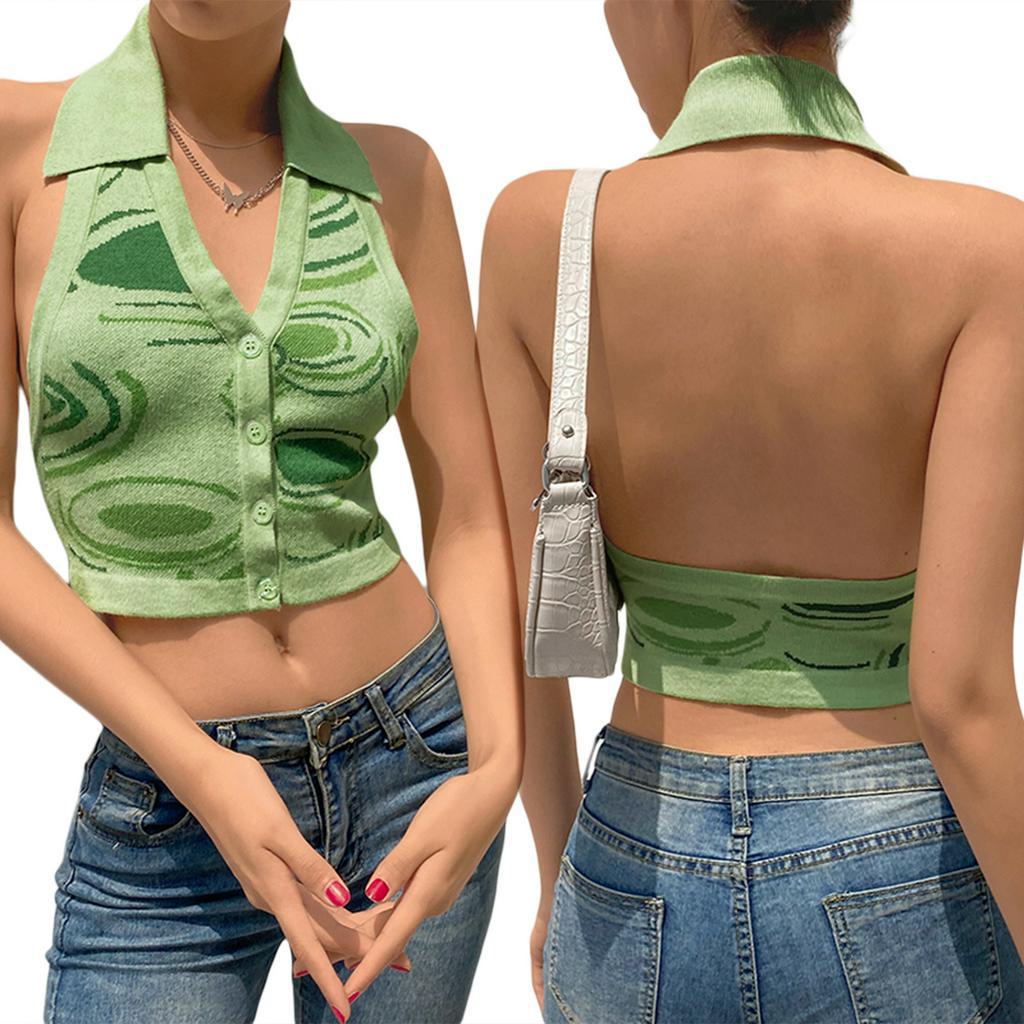 Áo Lửng Hai Dây In Họa Tiết Trẻ Trung Quyến Rũ Dành Cho Nữ