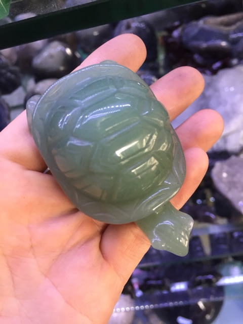 Rùa phong thủy đá T.A xanh chế tác chạm thủ công hoàn toàn thiên nhiên