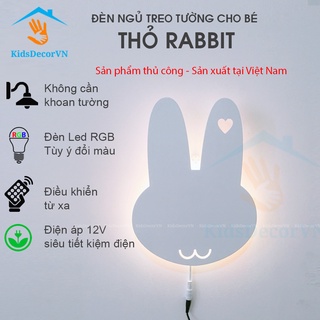 Đèn ngủ cho bé trang trí phòng trẻ em Thỏ Rabbit đèn ngủ treo tường điều khiển từ xa trang trí phòng trẻ em