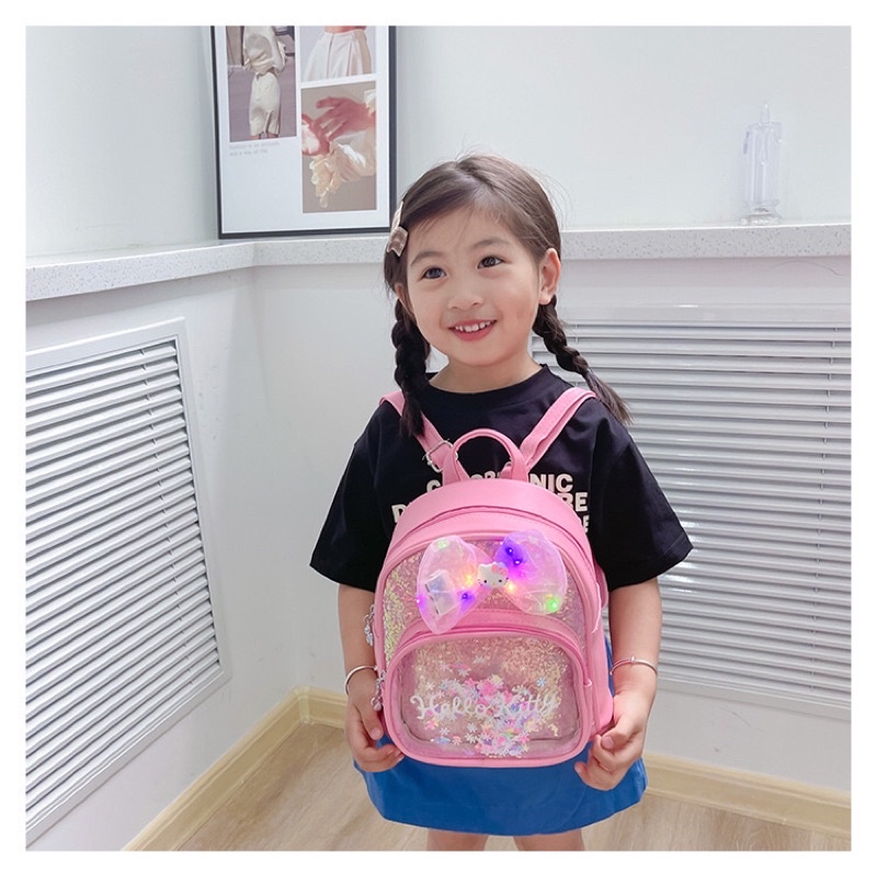 Balo mầm non Hello Kitty cho bé có nơ nháy đèn