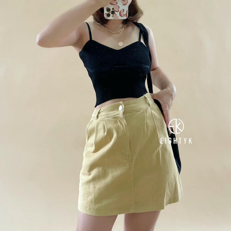 Chân Váy Ngắn Kaki Chữ A Trơn