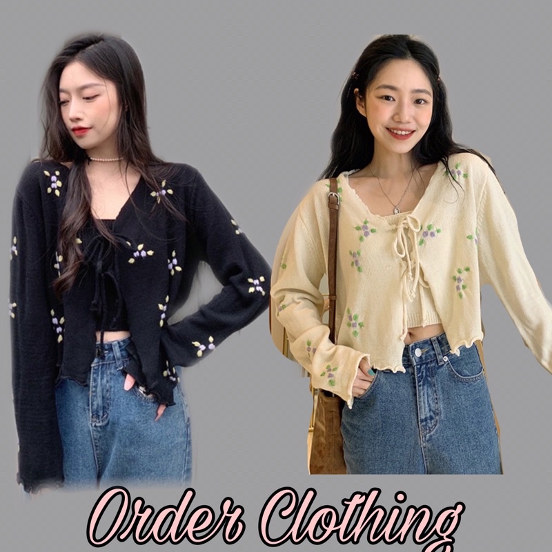 SET CARDIGAN THÊU HOA