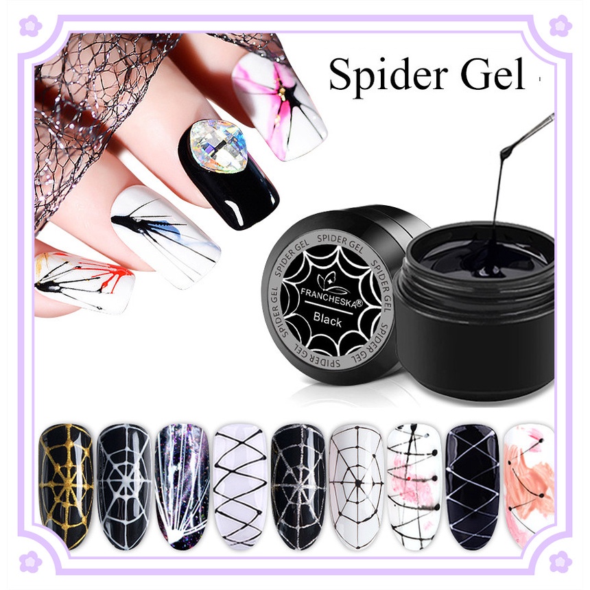 Francheska 3d Họa Tiết Nhện Móng Gel Sáng Tạo Dây Rút Gel Móng Tay Ba Lan Móng Tay Nghệ Thuật Cho Móng Tay Bán Thường Trực Gel Uv sơn Móng Tay