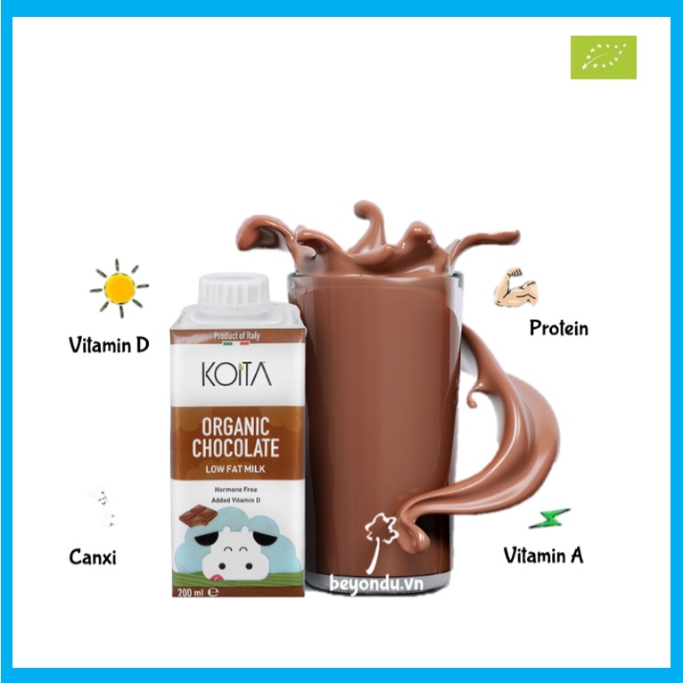 Sữa ít béo vị socola hữu cơ Koita 200ml - Organic Chocolate Low Fat Milk