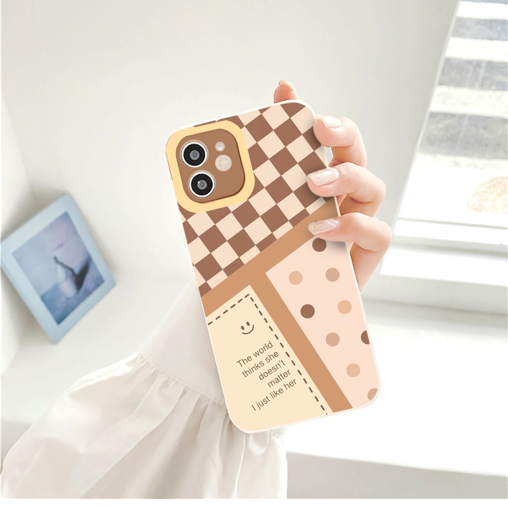 Ốp lưng Iphone vuông cạnh caro hot trend gấu nâu ốp iphone for 12promax 13promax 11 promax 7 plus 8 6 6plus x xr xsmax