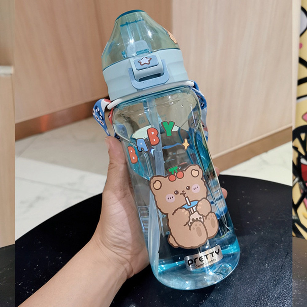 Bình Nước 350ml - 1100ml Có Ống Hút Và Dây Đeo Hình Thỏ Gấu Dễ Thương Cho Bé