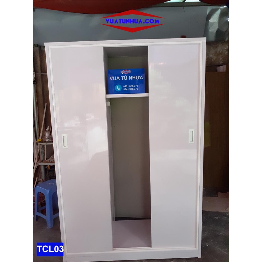 Tủ nhựa Đài Loan đựng quần áo cánh lùa 3 cánh TCL03 kích thước 185x120x48cm freeship nội thành