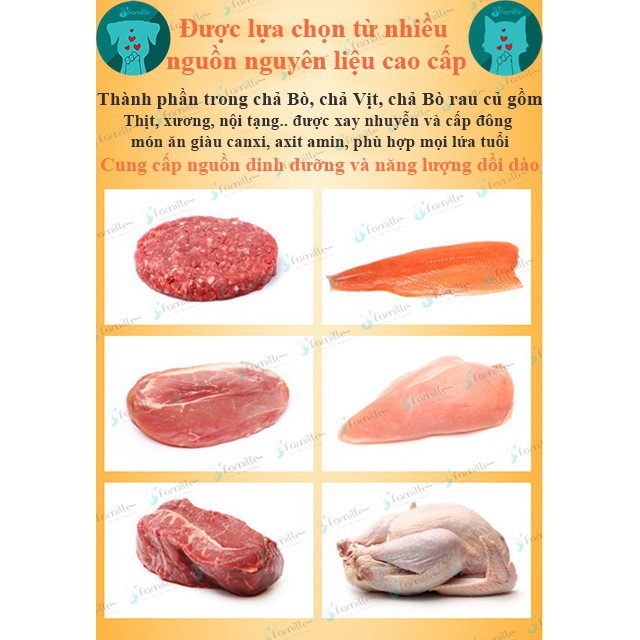 [GIÀU ĐẠM]Chả Khô Bò Vịt Rau Củ, Thức Ăn Cho Chó, Thú Cưng, Pet Snack Dinh Dưỡng, Tăng Sức Đề Kháng, 100gr - JFamille