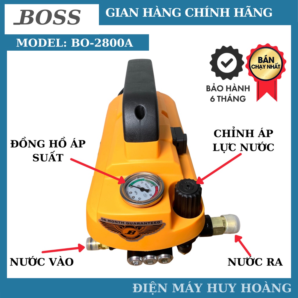 Máy rửa xe chính hãng BOSS 2800w thế hệ mới | Thân máy nặng 11,8kg | Động cơ dây đồng 100%