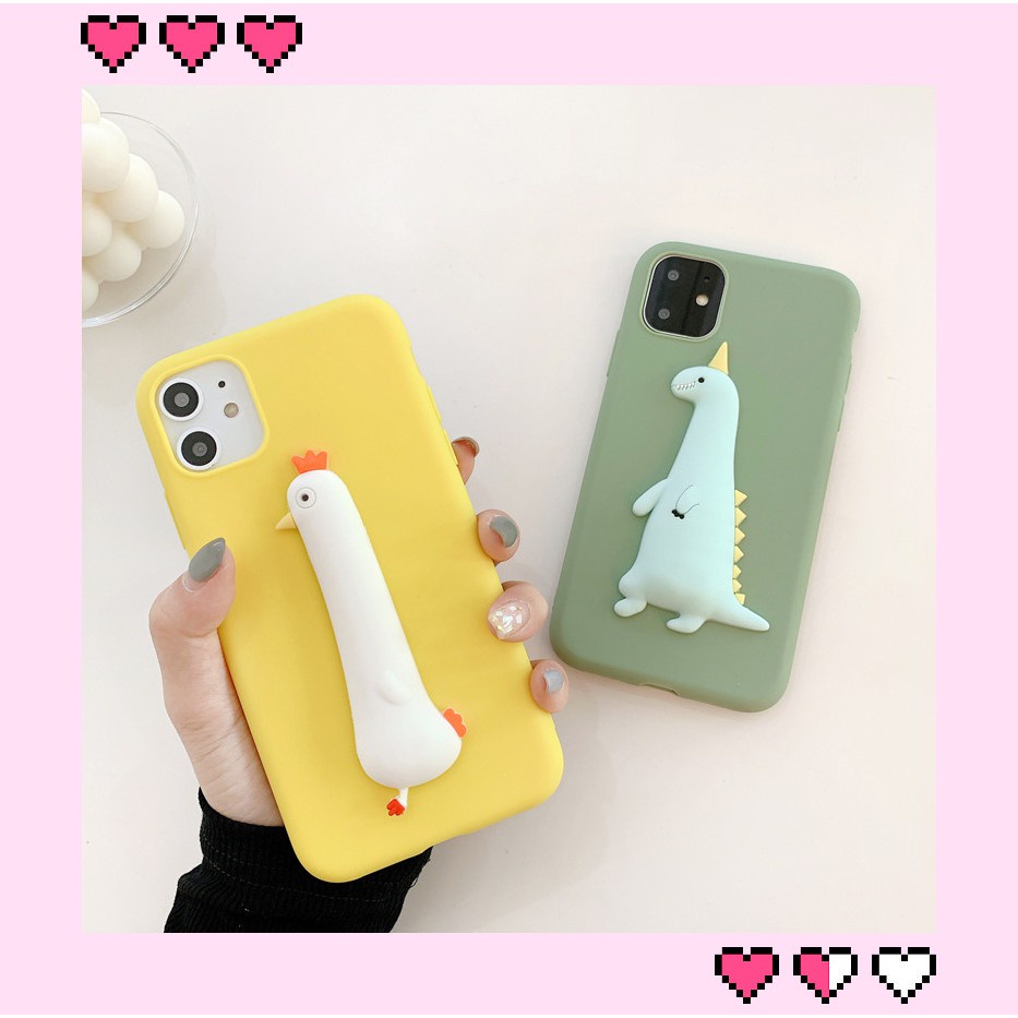 Ốp điện thoại TPU hình khủng long/gà cho IPHONE 13 PRO MAX 12 5 5S 6E 6 6S 7 8 PLUS X XS MAX XR 11