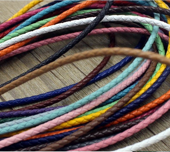 Dây da bò đan tròn vintage vòng đeo tay, dây túi - phụ kiện, phụ liệu làm đồ da handmade