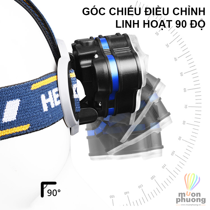 Đèn pin đội đầu nhiều bóng K005 - K007 chống nước kèm 2 pin sạc - MUÔN PHƯƠNG SHOP