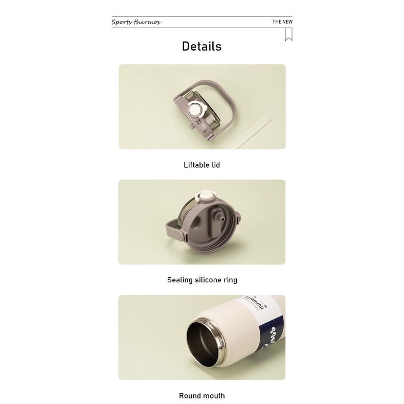 Bình Đựng Nước Cách Nhiệt Hai Lớp Dung Tích Lớn Có Ống Hút Cho Nam Và Nữ