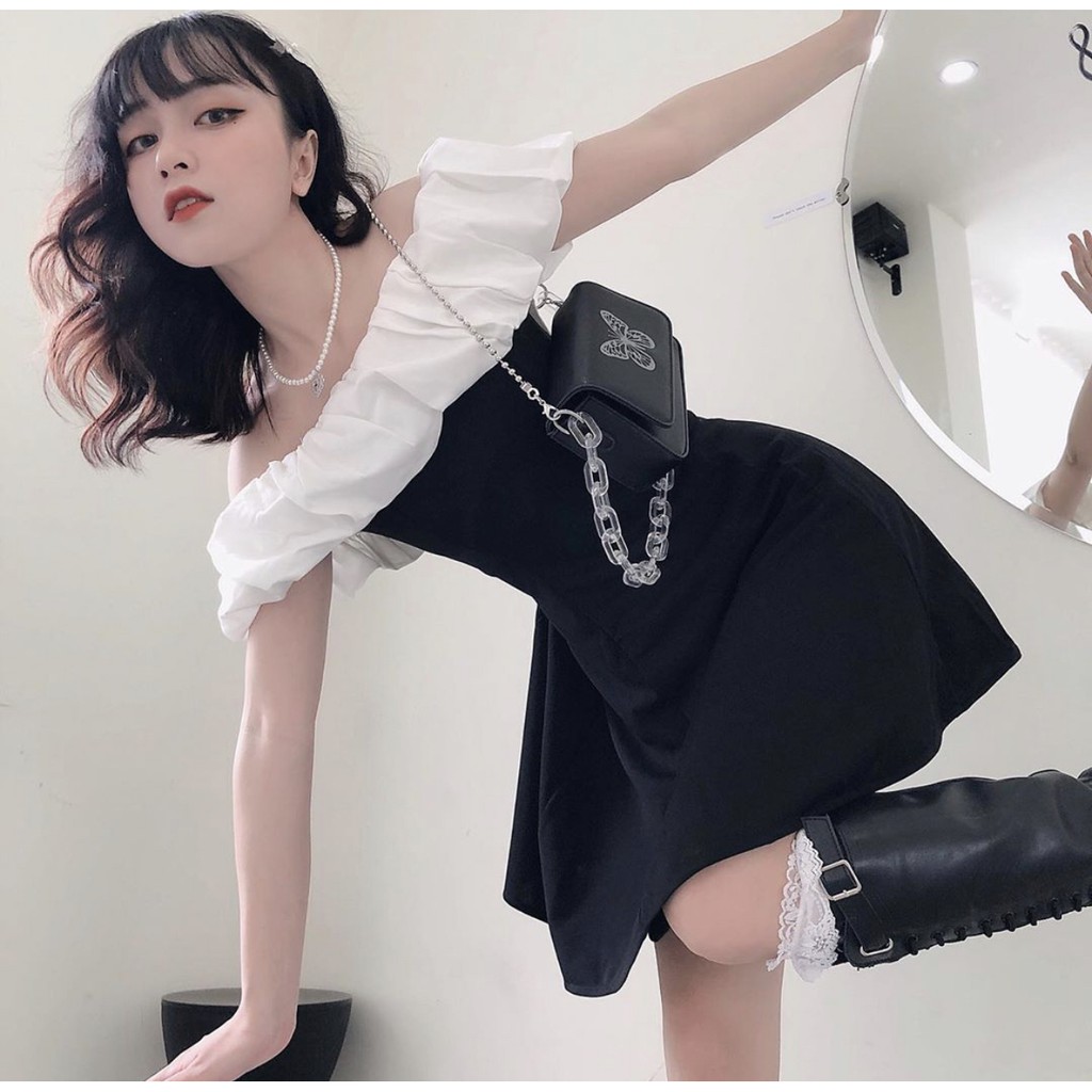 (SẴN-CLIP THẬT) Đầm trễ vai bèo đen dáng ôm dự tiệc sang trọng | BigBuy360 - bigbuy360.vn