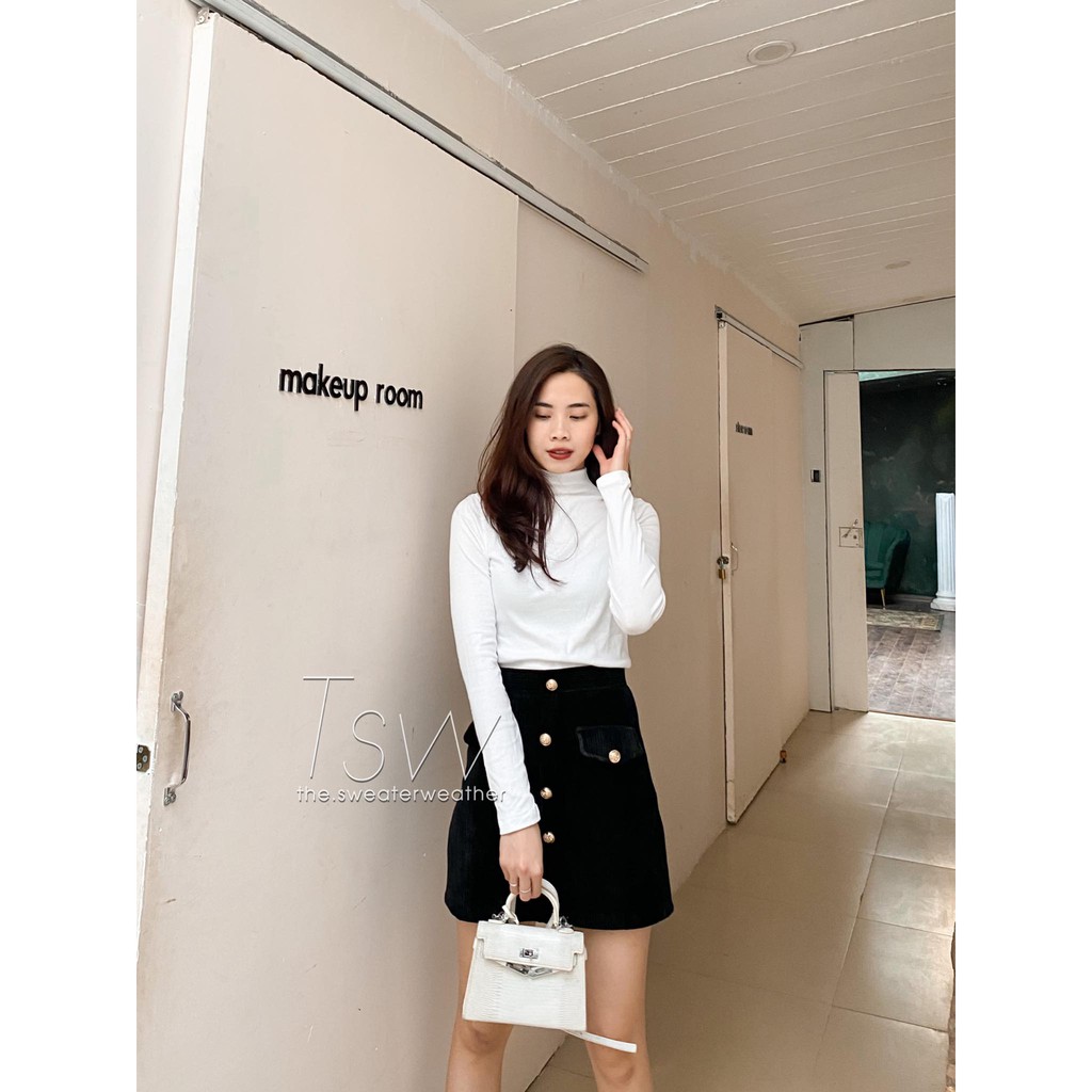 Chân váy nhung chữ A cúc | BigBuy360 - bigbuy360.vn
