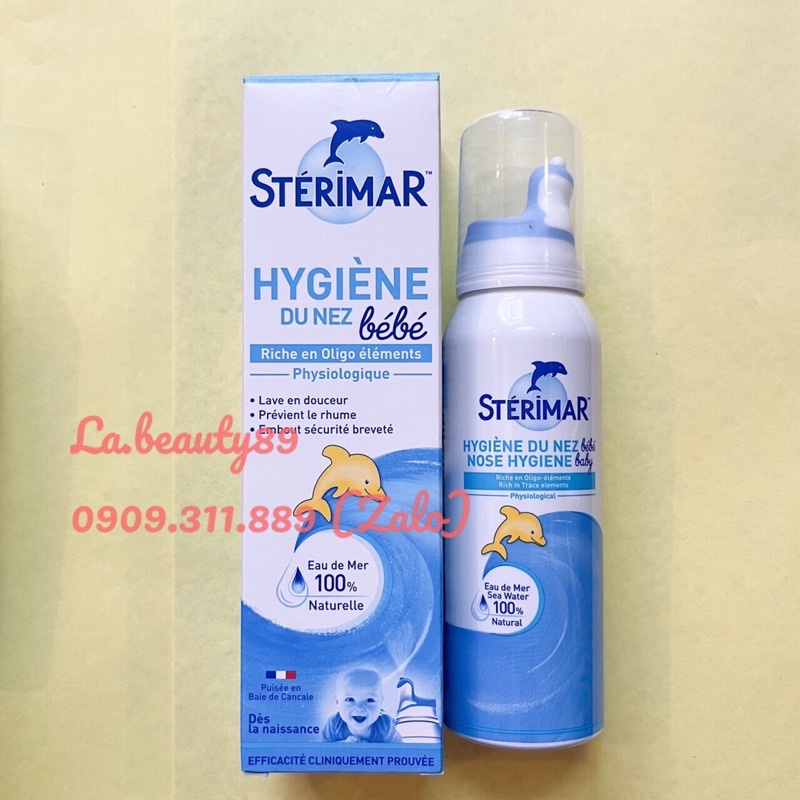 Xịt muối mũi Sterimar nước biển sâu - xịt mũi cá heo vàng, cam Sterimar pháp dùng vệ sinh cho bé