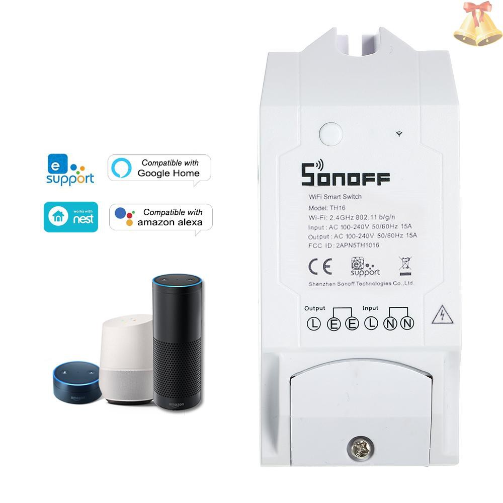 ONE SONOFF TH16 16A/3500W Smart Wifi Switch Monitoring Temperature Humidity Wireless Home Automation Kit Works With Amazon Alexa and for Google Home/Nest