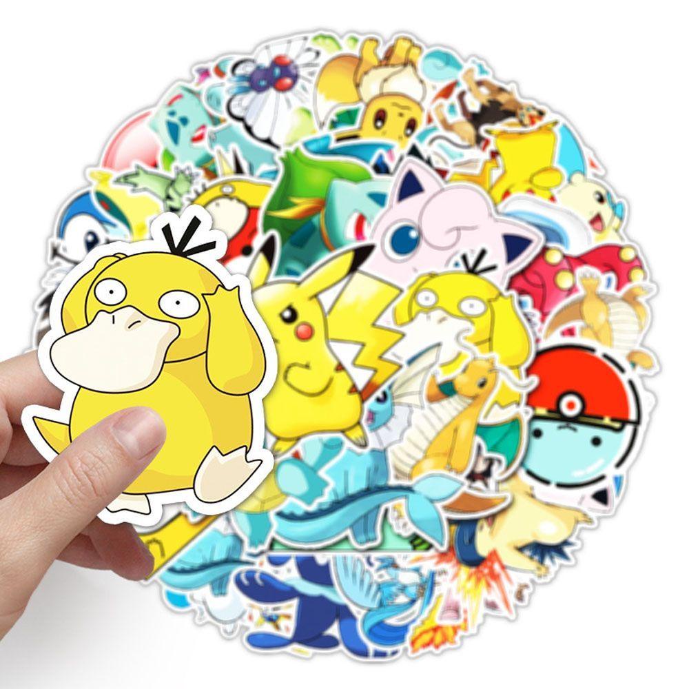 Bộ 50 Miếng Dán Hoạt Hình Pokemon Dùng Trang Trí Phong Cách Cổ Điển