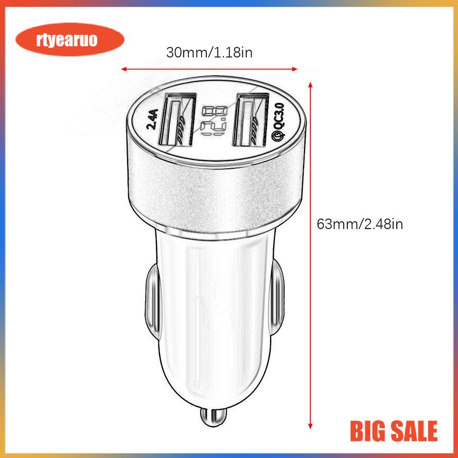 Bộ sạc xe hơi USB kép Bật lửa cho xe hơi di động với màn hình LED