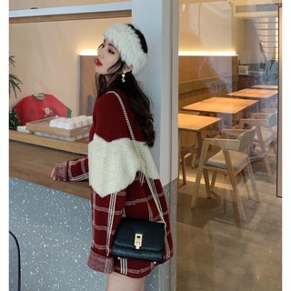 Áo Len Lông Cừu Phối Caro