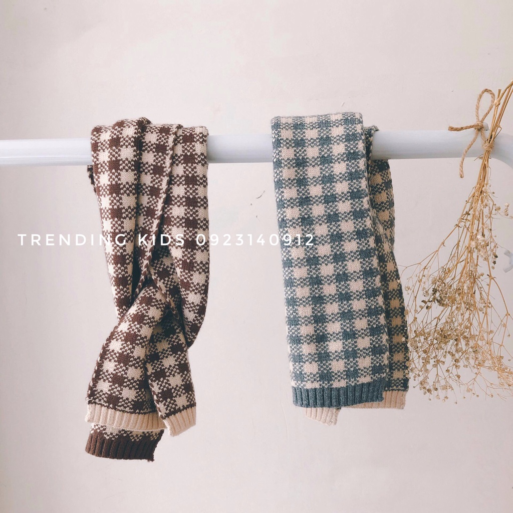 Khăn Len Quàng Cổ Cho Bé Trai Và Bé Gái Phong Cách Hàn Quốc Hoạ Tiết kẻ Caro sang chảnh - Trending kids
