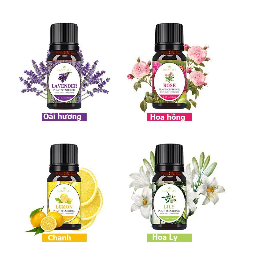 Tinh dầu thơm phòng từ thiên nhiên làm thơm thư giãn dùng cho đèn xông tinh dầu, máy phun sương dung tích 10ml nhiều mùi