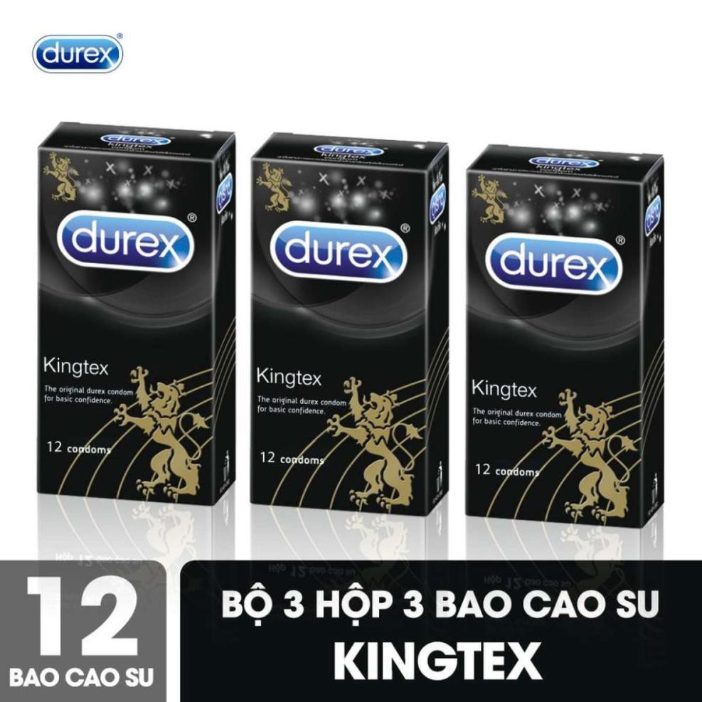 [Mua 2 Tang 1]Hai hop Bao cao su Durex Kingtex om khit.Tang 1 hop cung loai 12pcs 👌